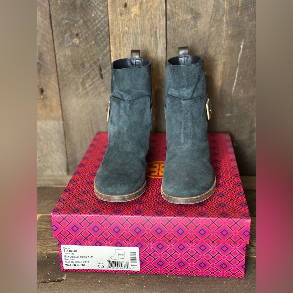 Tory Burch Navy Charcoal Suede Bootie